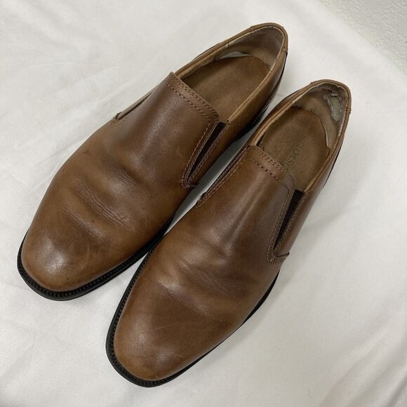Florsheim Mens Size 10D Brown Leather Plain Toe Slip On Loafers Shoes main image 7